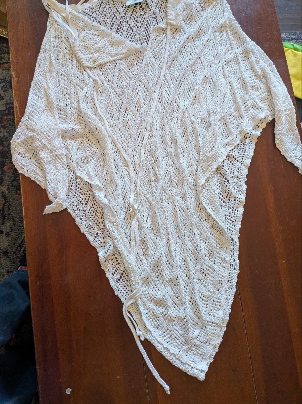Y2K Jennifer Lopez Cream Open-Knit Poncho Sweater